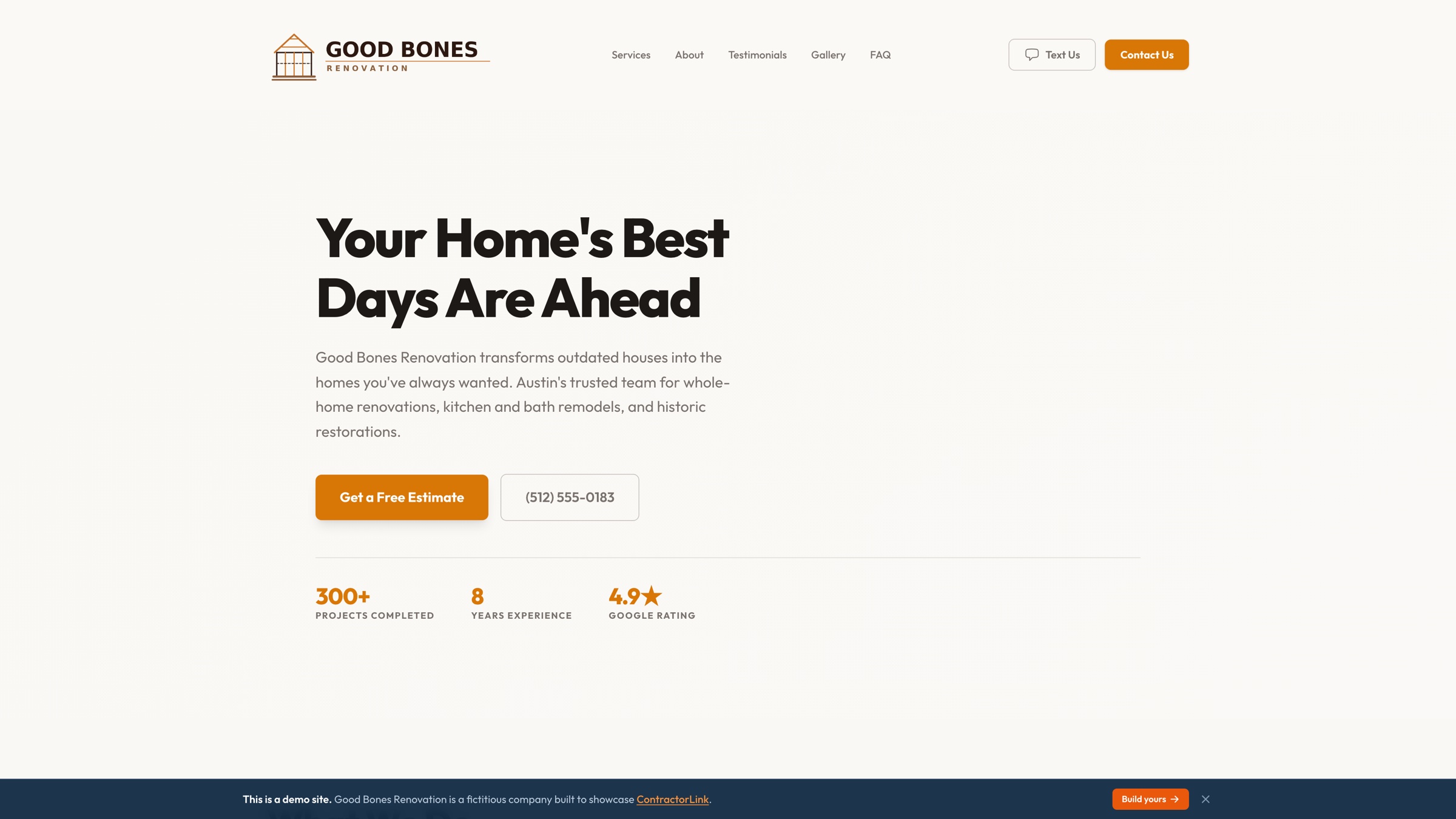 Public marketing site built on ContractorLink