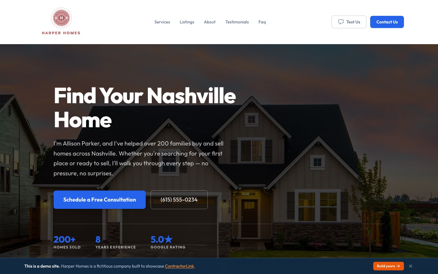 Public marketing site built on ContractorLink
