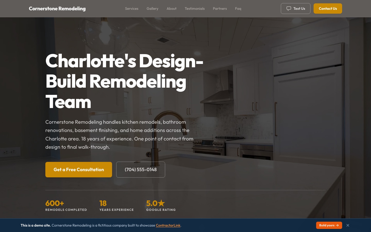 Public marketing site built on ContractorLink
