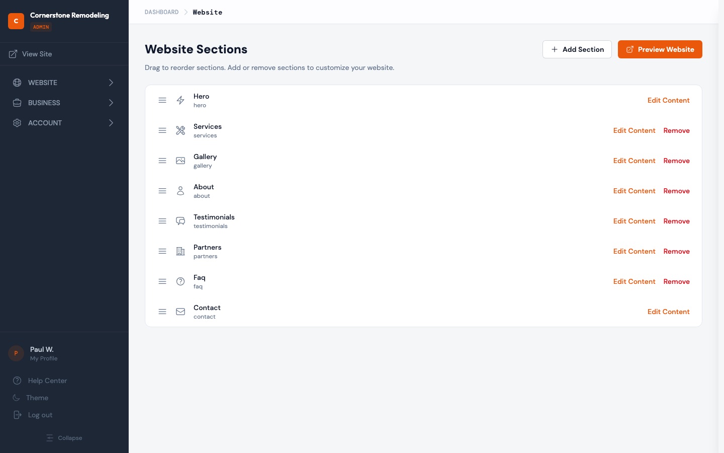 ContractorLink pricing section editor